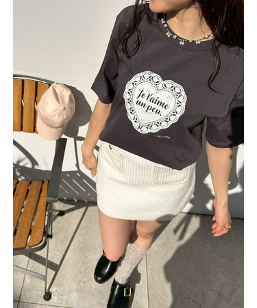 ハートモチーフプリントTシャツ