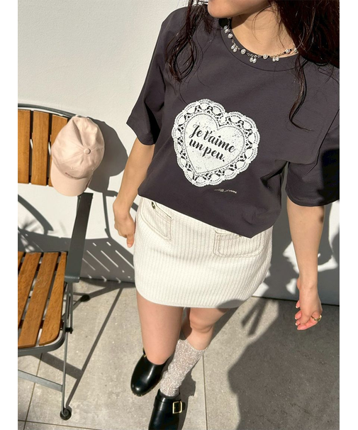 ハートモチーフプリントTシャツ