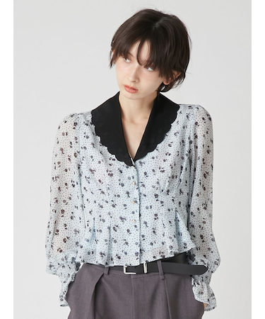 クラシックプリントカラーブラウス