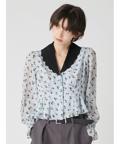 クラシックプリントカラーブラウス