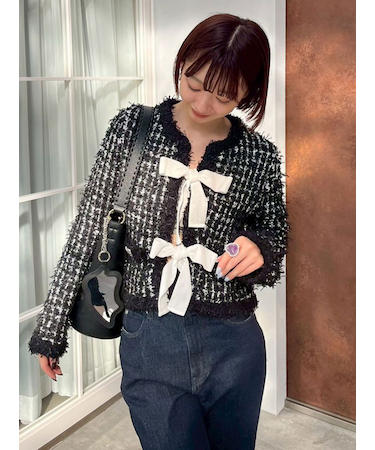 [L.B CANDY STOCK]ラメリボンニットジャケット