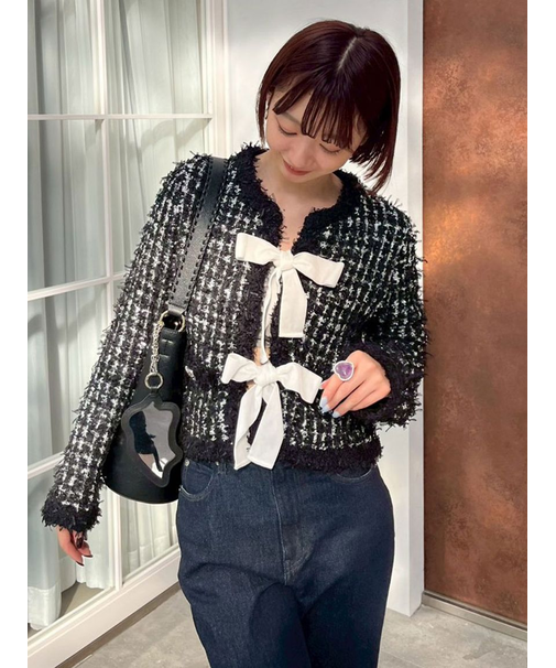 [L.B CANDY STOCK]ラメリボンニットジャケット