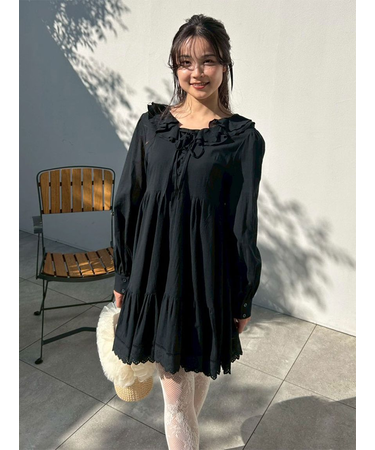 コットンレースミニワンピース