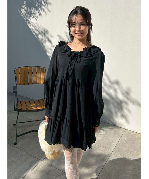 コットンレースミニワンピース