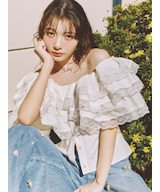 ボリュームフリルオフショル2wayブラウス
