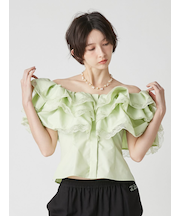 ボリュームフリルオフショル2wayブラウス