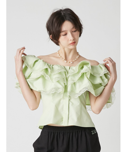 ボリュームフリルオフショル2wayブラウス