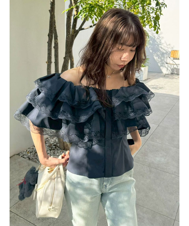 ボリュームフリルオフショル2wayブラウス