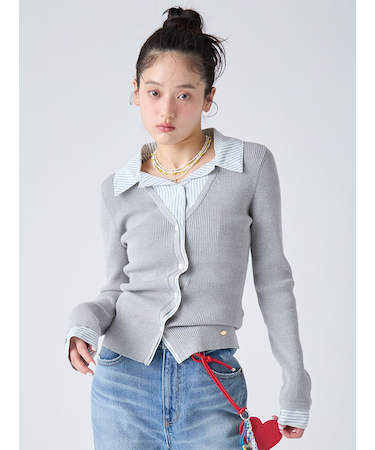 シャツドッキングニットトップス