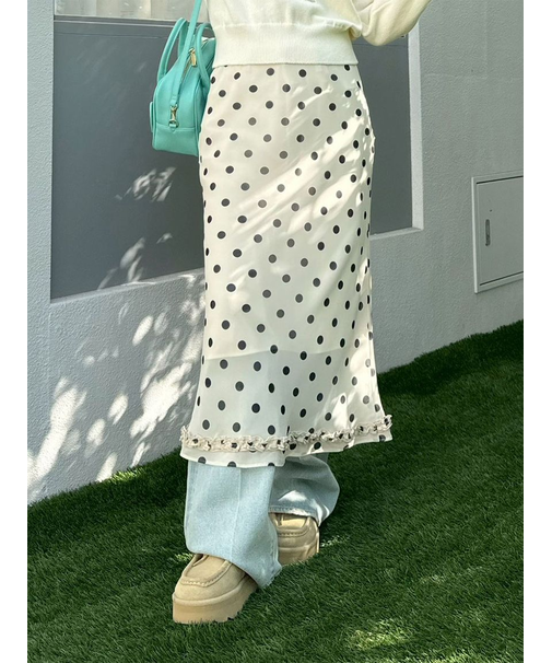 プリントシフォンバイアスミディスカート