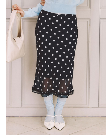 プリントシフォンバイアスミディスカート