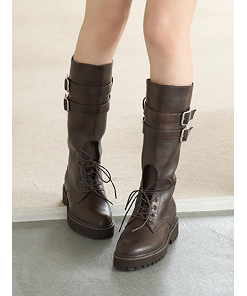 レースアップロングブーツ