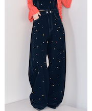 【WEB限定00サイズ】[L.B CANDY STOCK]バリエーションビジューデニムパンツ