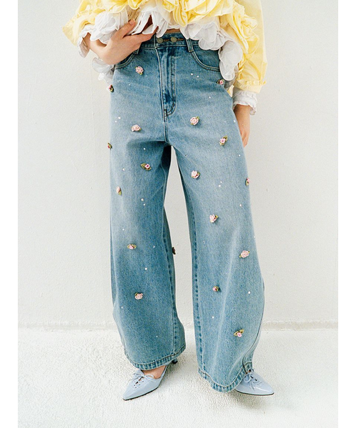 WEB限定00サイズ】[L.B CANDY STOCK]バリエーションビジューデニム