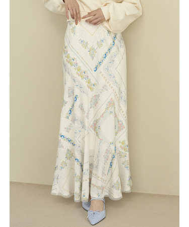 スカーフプリントナロースカート