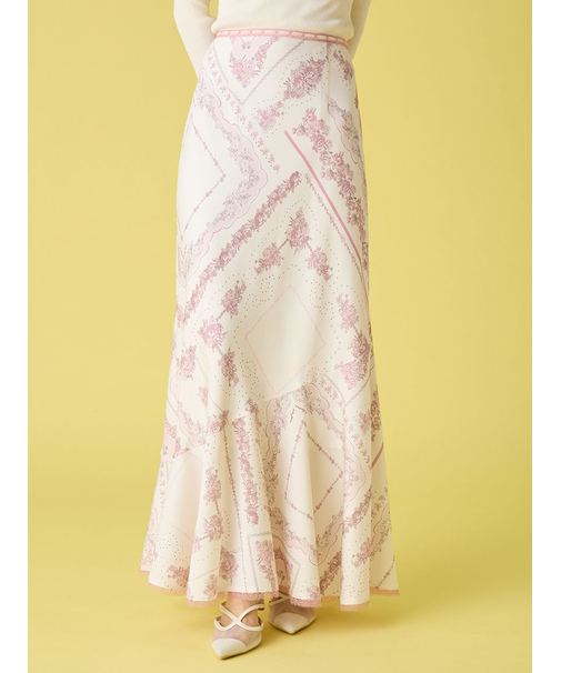 スカーフプリントナロースカート