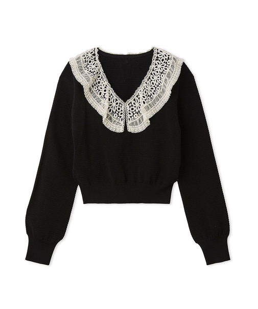レースカラーニットトップス