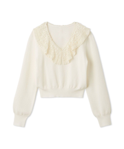 レースカラーニットトップス