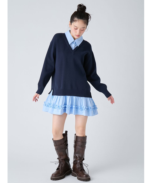 シャツドッキングミニワンピース