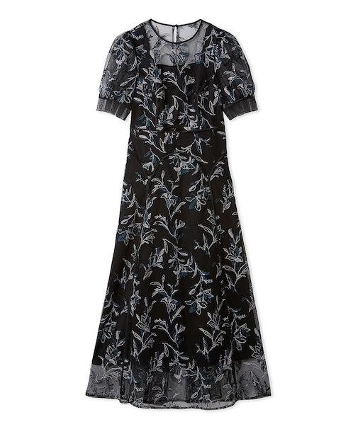 パネルラインエンブロイダリ―ドレス