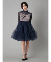 フロントリボンチュールミニドレス