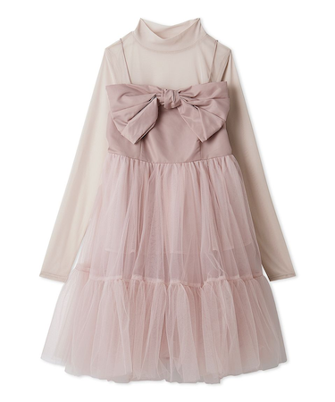 フロントリボンチュールミニドレス