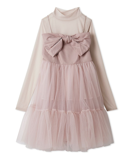 フロントリボンチュールミニドレス