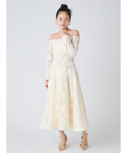 シアーオフショルダーボリュームワンピース