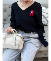 Lily Bearスタンプモチーフケーブルニット