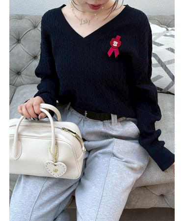 Lily Bearスタンプモチーフケーブルニット