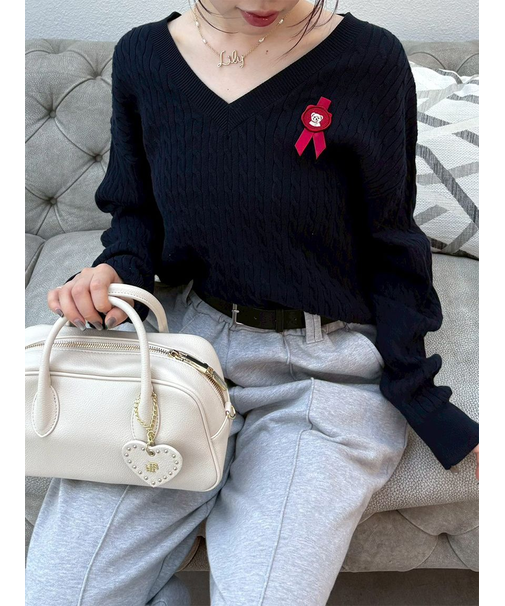 Lily Bearスタンプモチーフケーブルニット