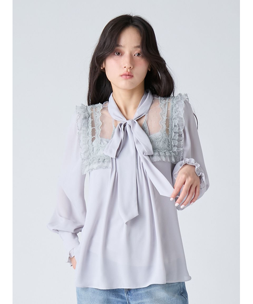 ヴィンテージライクボウタイブラウス