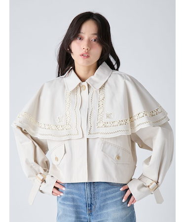 2wayエンブロイダリーケープコート