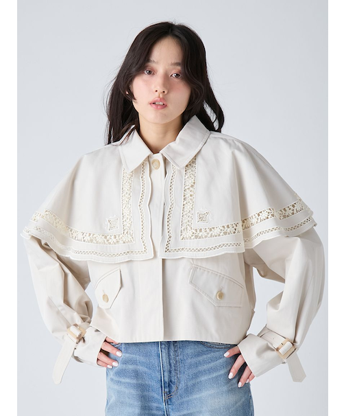 2wayエンブロイダリーケープコート