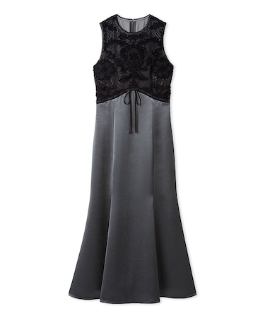 エンブロイダリーヴィンテージサテンドレス