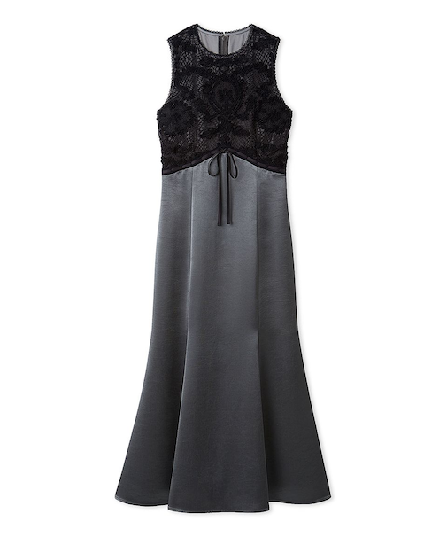 エンブロイダリーヴィンテージサテンドレス