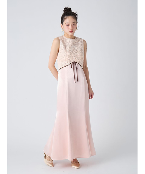 エンブロイダリーヴィンテージサテンドレス