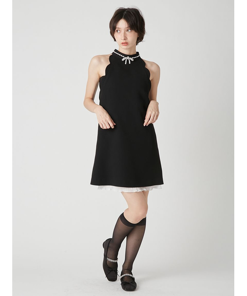 [L.B CANDY STOCK]リボンビジュースカラップミニワンピース