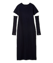 アームウォーマー付きハーフスリーブニットワンピース