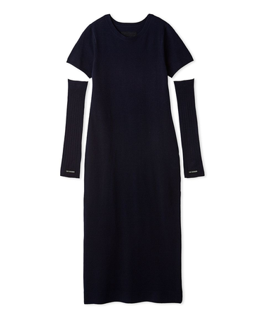 アームウォーマー付きハーフスリーブニットワンピース