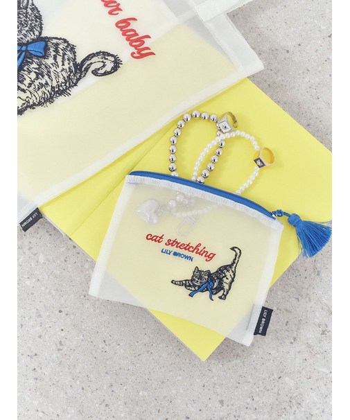 CAT刺繍シアーポーチ