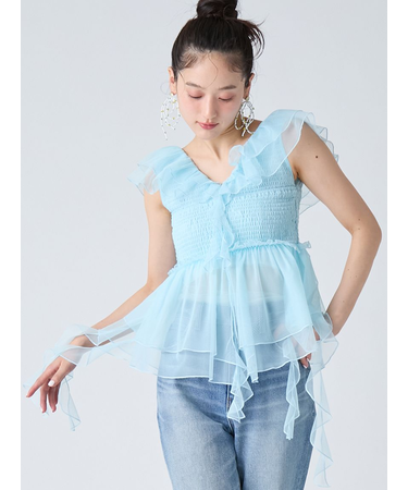パピヨンチュールフリルトップス