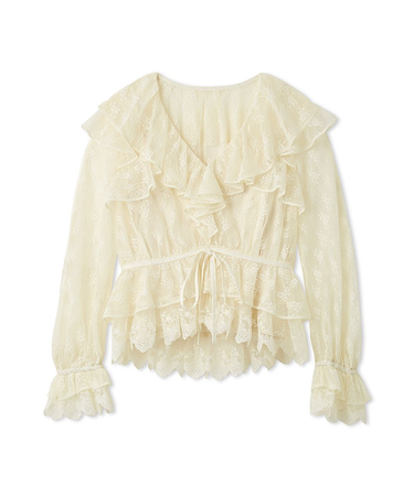 ラッフルレースリボントップス