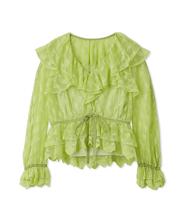 ラッフルレースリボントップス