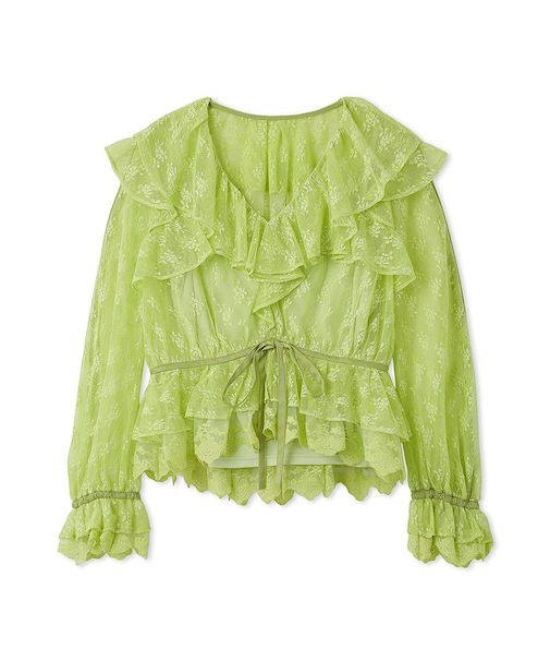 ラッフルレースリボントップス