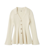 シャツディテールペプラムカーデ