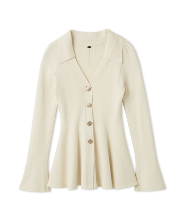 シャツディテールペプラムカーデ