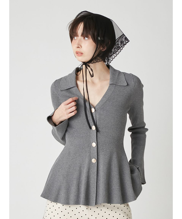 シャツディテールペプラムカーデ