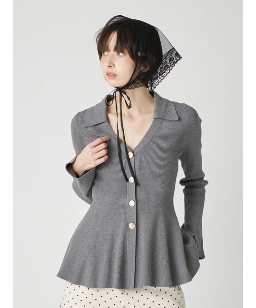 シャツディテールペプラムカーデ