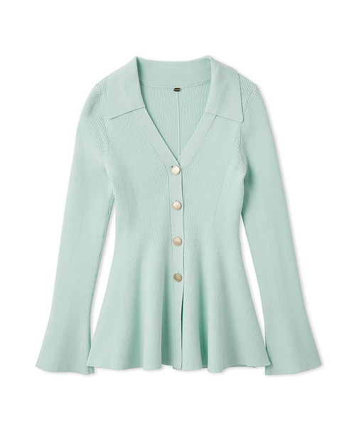 シャツディテールペプラムカーデ